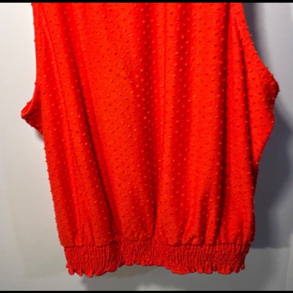 W5 Anthropologie Orange Sleeveless Swiss Dot High Neck Blouse Size M - NWT - Picture 7 of 13